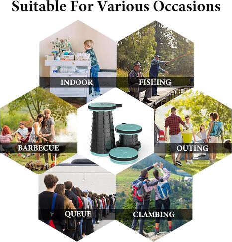 Upgraded Folding Stool with Carabiner,Lightweight Yet More Sturdy with Load Capacity 440lb Portable Collapsible Stool Retractable Stool for Camping Fishing Hiking BBQ Garden in Saudi Arabia