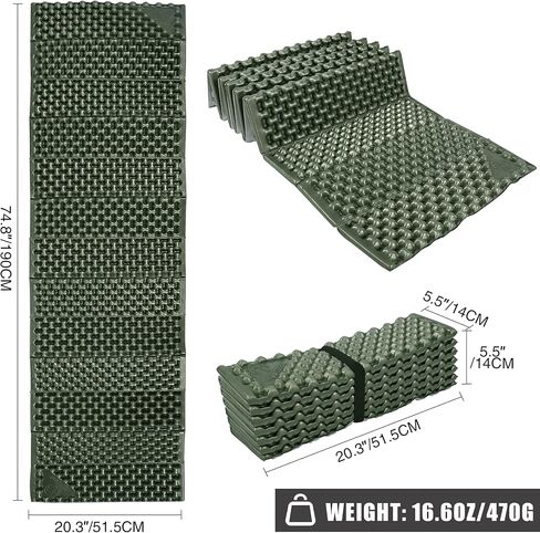REDCAMP Ultralight Foam Sleeping Pad, Folding Camping Pad for Hiking Backpacking, Army Green 2 Pack in Saudi Arabia