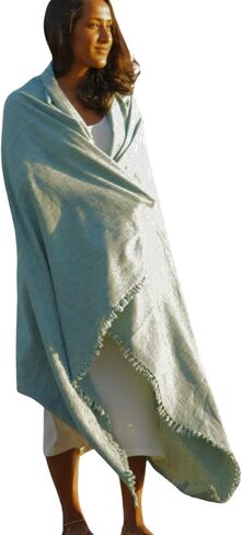 Bug Repellent Tranquil Blanket with Insect Shield Technology Repels Mosquitoes, Ticks, Flies and More in One of a Kind Handmade Khadi Cotton (Teal) in Kuwait