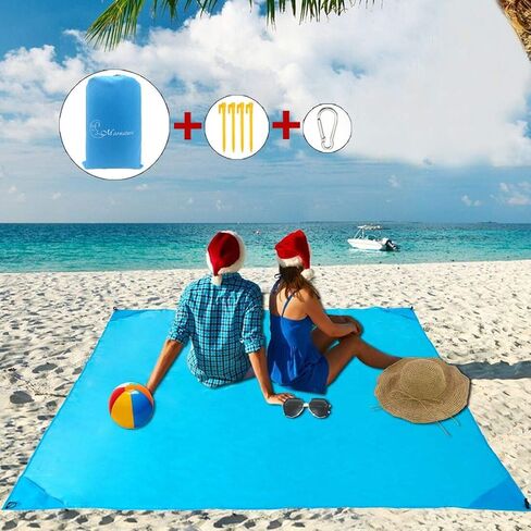 Beach Blanket Outdoor Camping Mat 6.6×7.6Ft Waterproof Quick Drying Polyester Sand Proof Compact Beach Mat with 4 Corner Pockets for Travel, Camping, Hiking,Picnic and Music Festivals in Saudi Arabia