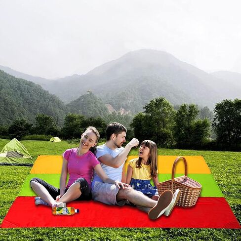 Beach Blanket Outdoor Camping Mat 6.6×7.6Ft Waterproof Quick Drying Polyester Sand Proof Compact Beach Mat with 4 Corner Pockets for Travel, Camping, Hiking,Picnic and Music Festivals in Saudi Arabia