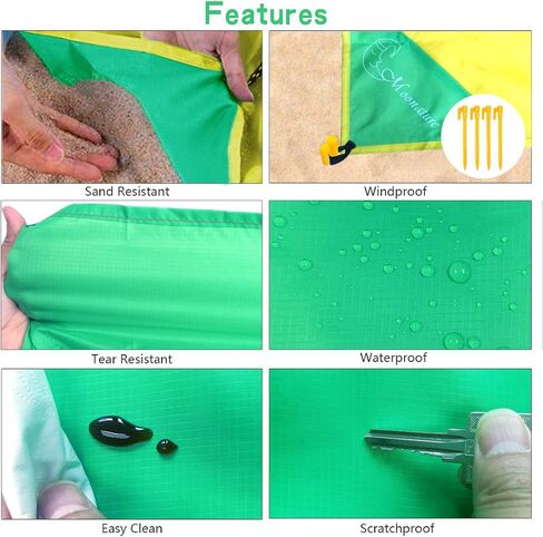 Beach Blanket Outdoor Camping Mat 6.6×7.6Ft Waterproof Quick Drying Polyester Sand Proof Compact Beach Mat with 4 Corner Pockets for Travel, Camping, Hiking,Picnic and Music Festivals in Saudi Arabia