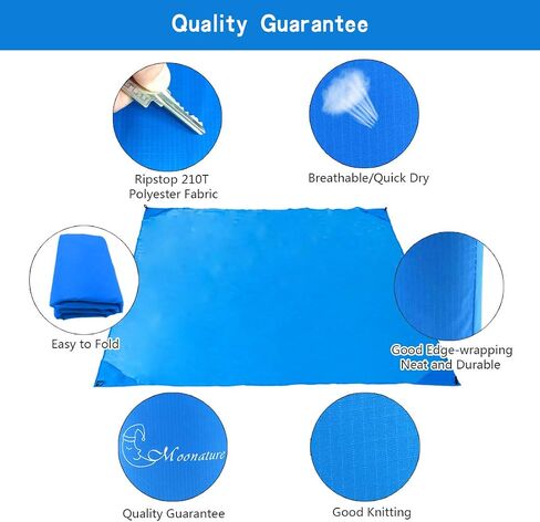 Beach Blanket Outdoor Camping Mat 6.6×7.6Ft Waterproof Quick Drying Polyester Sand Proof Compact Beach Mat with 4 Corner Pockets for Travel, Camping, Hiking,Picnic and Music Festivals in Saudi Arabia