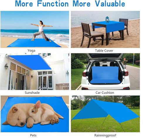 Beach Blanket Outdoor Camping Mat 6.6×7.6Ft Waterproof Quick Drying Polyester Sand Proof Compact Beach Mat with 4 Corner Pockets for Travel, Camping, Hiking,Picnic and Music Festivals in Saudi Arabia
