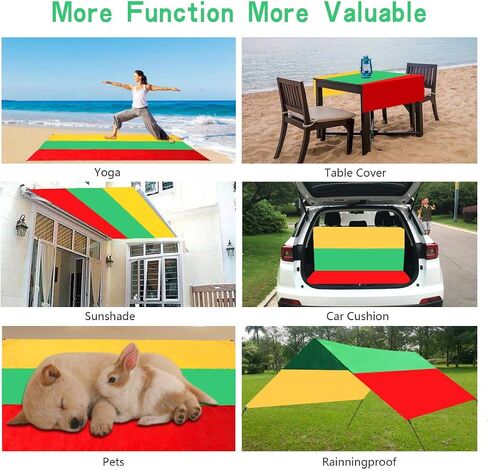 Beach Blanket Outdoor Camping Mat 6.6×7.6Ft Waterproof Quick Drying Polyester Sand Proof Compact Beach Mat with 4 Corner Pockets for Travel, Camping, Hiking,Picnic and Music Festivals in Saudi Arabia