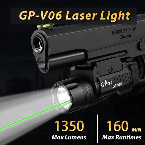 1350 Lumens Weapon Laser Light Long Runtime 160 Minutes, Type-C Rechargeable Adjustable Rail-Mounted Laser Light Combo, LED Tactical Rifle Flashlight (GP-V06) in Saudi Arabia