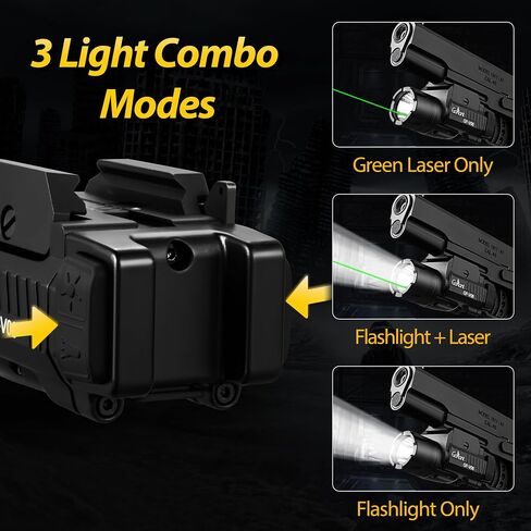 1350 Lumens Weapon Laser Light Long Runtime 160 Minutes, Type-C Rechargeable Adjustable Rail-Mounted Laser Light Combo, LED Tactical Rifle Flashlight (GP-V06) in Saudi Arabia