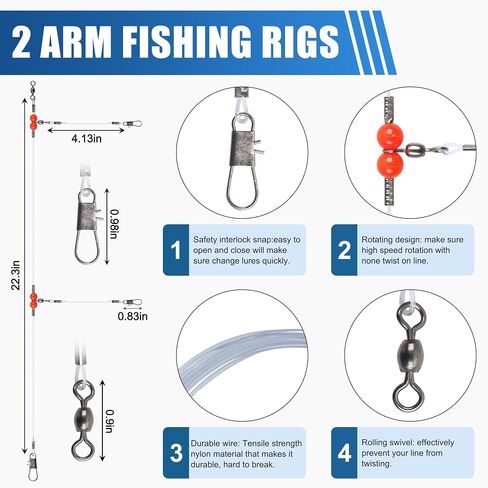Surf Saltwater Fishing Tackle Kit,36PCS Surf Fishing Leader Rigs with Pyramid Sinkers Disc Sinkers Fishing Wire Leader Circle Hooks Saltwater Fishing Hooks Ocean Saltwater Fishing Gear in Saudi Arabia
