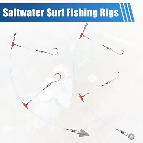 Surf Saltwater Fishing Tackle Kit,36PCS Surf Fishing Leader Rigs with Pyramid Sinkers Disc Sinkers Fishing Wire Leader Circle Hooks Saltwater Fishing Hooks Ocean Saltwater Fishing Gear in Saudi Arabia