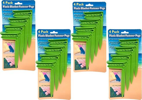 Black Duck Brand Yellow, Green, or Blue Picnic Beach Blanket Fastener Pegs (Green, 4 Pack) in Saudi Arabia