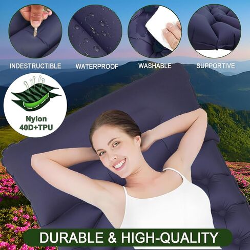 Sleeping Pad, Extra Thick 4.2" Inflatable Sleeping Pad for Camping with Pillow,Built-in Foot Pump,Ultralight&Compact Camping Mattress Pad, Large Sleeping Mat for Hiking Tent Travel (Green) in Saudi Arabia