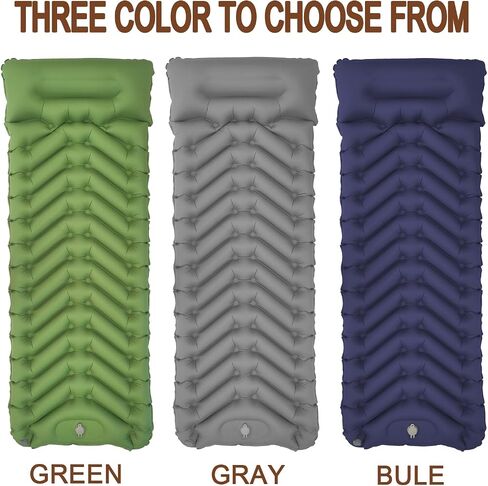 Sleeping Pad, Extra Thick 4.2" Inflatable Sleeping Pad for Camping with Pillow,Built-in Foot Pump,Ultralight&Compact Camping Mattress Pad, Large Sleeping Mat for Hiking Tent Travel (Green) in Saudi Arabia