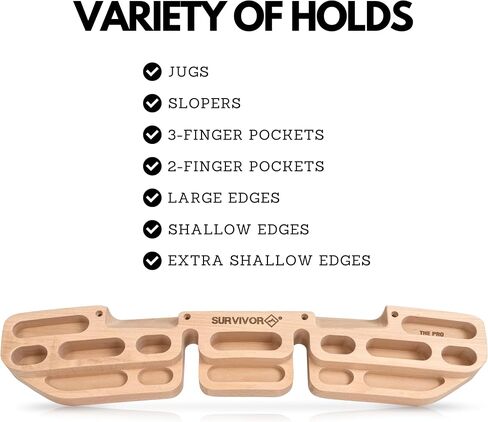 Survivor The Pro Hangboard - Rock Climbing Training Board - Improves Finger, Hand, and Forearm Strength in Saudi Arabia