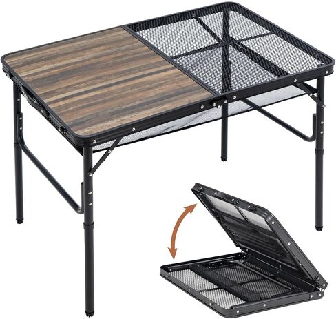 CampNacht Folding Grill Table 3 x 2 ft, Aluminum Lightweight Camping Table for Outdoor Cooking, Height Adjustable Picnic Table with Carry Handle in Saudi Arabia