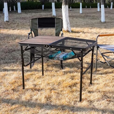 CampNacht Folding Grill Table 3 x 2 ft, Aluminum Lightweight Camping Table for Outdoor Cooking, Height Adjustable Picnic Table with Carry Handle in Saudi Arabia