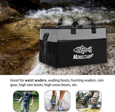 Riverruns Fishing Hunting Wader Bag with Vented Mesh, Waders Boots Bag, Fly Fishing Storage Bag for Fishing, Hiking, Camping (Charcoal Taupe, Medium 30L) in Saudi Arabia