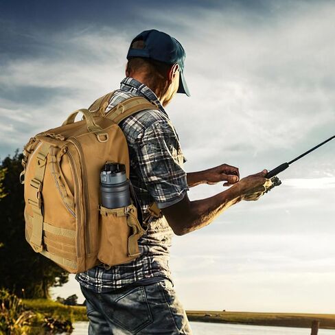 Jueachy Fishing Tackle Backpack: Water-Resistant Fishing Backpack with Rod Holder Fishing Shoulder Storage Bags in Saudi Arabia
