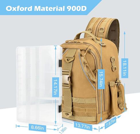 Jueachy Fishing Tackle Backpack: Water-Resistant Fishing Backpack with Rod Holder Fishing Shoulder Storage Bags in Saudi Arabia