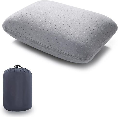 Travel Pillow Small Camping Pillow Memory Foam Bed Neck Soft Pillow Lightweight Easy to Carry Portable Home Pillow Removable Pillow Cover with Travel Storage Bag (Gray) in Saudi Arabia