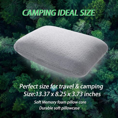 Travel Pillow Small Camping Pillow Memory Foam Bed Neck Soft Pillow Lightweight Easy to Carry Portable Home Pillow Removable Pillow Cover with Travel Storage Bag (Gray) in Saudi Arabia