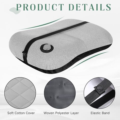 2 Pack Camping Pillow Inflatable Travel Pillow with Removable Cover Backpacking Pillow Blow up Pillow Neck Air Pillow Compressible for Lumbar Support, Travel, Hiking, Black and Grey in Saudi Arabia