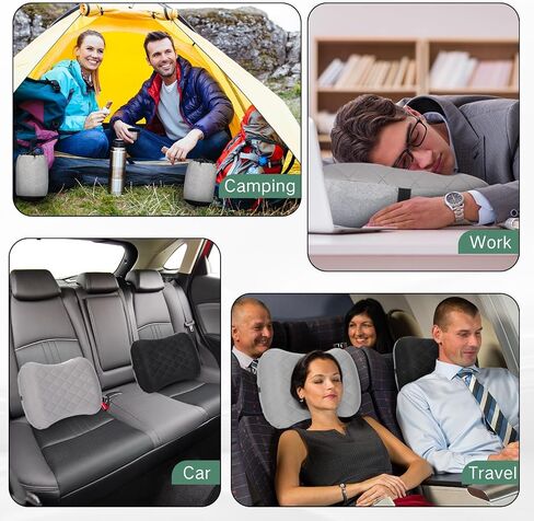 2 Pack Camping Pillow Inflatable Travel Pillow with Removable Cover Backpacking Pillow Blow up Pillow Neck Air Pillow Compressible for Lumbar Support, Travel, Hiking, Black and Grey in Saudi Arabia