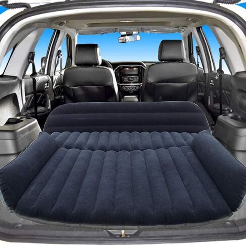 Sibosen Inflatable Car Air Mattress Back Seat, SUV Air Mattress Car Travel Bed with Air Pump Kit, Portable Car Mattress Fast Inflation Bed for Universal Car SUV Truck Home Camping Vacation (Black) in Saudi Arabia