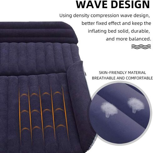 Sibosen Inflatable Car Air Mattress Back Seat, SUV Air Mattress Car Travel Bed with Air Pump Kit, Portable Car Mattress Fast Inflation Bed for Universal Car SUV Truck Home Camping Vacation (Black) in Saudi Arabia