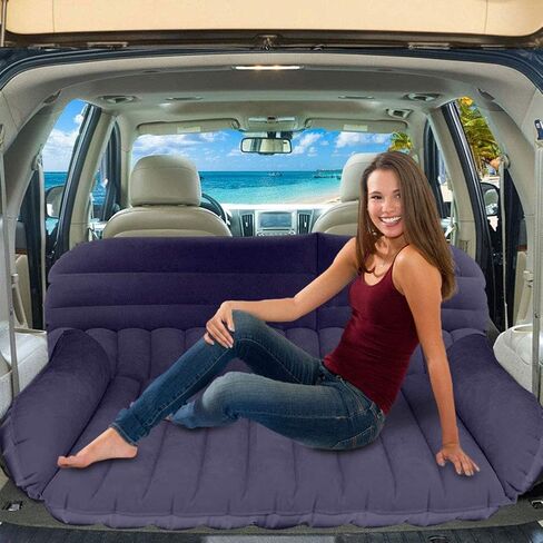Sibosen Inflatable Car Air Mattress Back Seat, SUV Air Mattress Car Travel Bed with Air Pump Kit, Portable Car Mattress Fast Inflation Bed for Universal Car SUV Truck Home Camping Vacation (Black) in Saudi Arabia