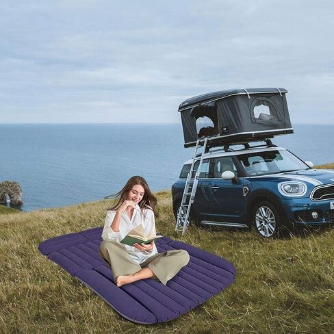 Sibosen Inflatable Car Air Mattress Back Seat, SUV Air Mattress Car Travel Bed with Air Pump Kit, Portable Car Mattress Fast Inflation Bed for Universal Car SUV Truck Home Camping Vacation (Black) in Saudi Arabia