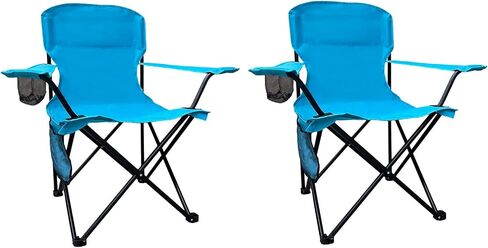 Folding Camping Collapsible Chairs Heavy Duty Lawn Chair with Cooler Bag, Storage Pocket, Waterproof Bag Outdoor Arm Chair, Supports 225LBS, Green in Saudi Arabia