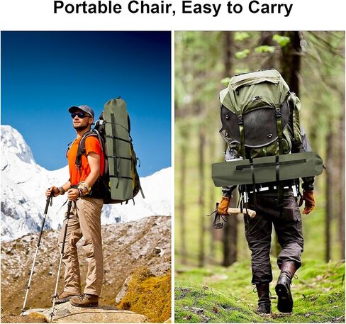Folding Camping Collapsible Chairs Heavy Duty Lawn Chair with Cooler Bag, Storage Pocket, Waterproof Bag Outdoor Arm Chair, Supports 225LBS, Green in Saudi Arabia