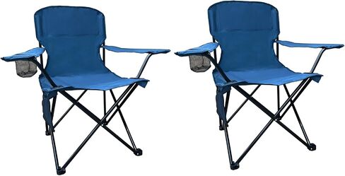 Folding Camping Collapsible Chairs Heavy Duty Lawn Chair with Cooler Bag, Storage Pocket, Waterproof Bag Outdoor Arm Chair, Supports 225LBS, Green in Saudi Arabia