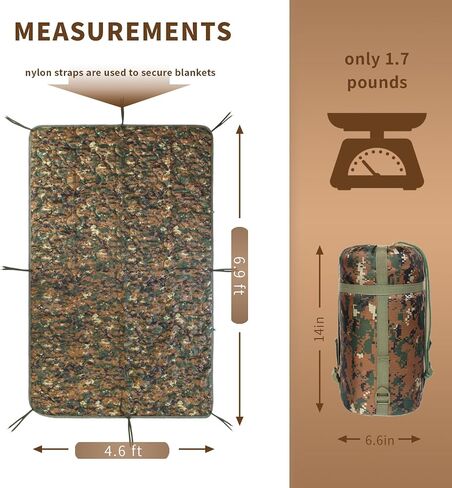 WINWAY Woobie Blanket Military Down Camping Blanket Camping Sleeping Bag with Zipper,Poncho Liner for Hiking Outdoor Survival in Saudi Arabia
