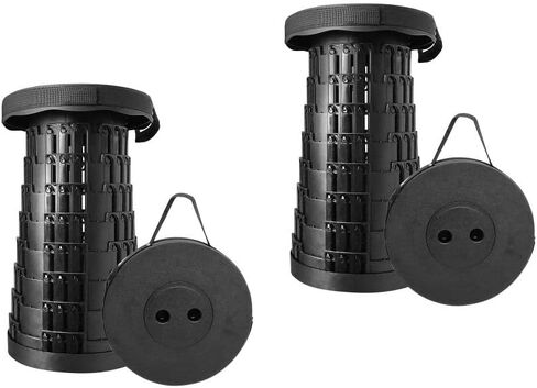 Upgraded Foldable Telescoping Stool - Sturdy Portable Collapsible Retractable Stool for Camping Hiking Fishing BBQ Kitchen Qeuing Parties Indoor & Outdoor Activities Max Load 550lbs black in Saudi Arabia