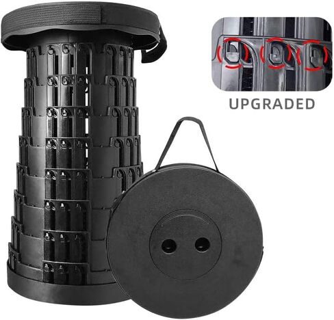 Upgraded Foldable Telescoping Stool - Sturdy Portable Collapsible Retractable Stool for Camping Hiking Fishing BBQ Kitchen Qeuing Parties Indoor & Outdoor Activities Max Load 550lbs black in Saudi Arabia