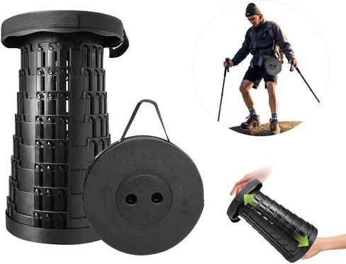 Upgraded Foldable Telescoping Stool - Sturdy Portable Collapsible Retractable Stool for Camping Hiking Fishing BBQ Kitchen Qeuing Parties Indoor & Outdoor Activities Max Load 550lbs black in Saudi Arabia