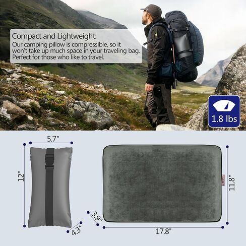Compressible Travel Pillow, Memory Foam Camping Pillow, Contoured Support, Breathable Cover, Lightweight Easy-to-Carry for Backpacking, Airplane, Car in Saudi Arabia