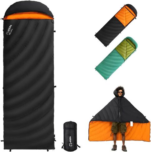 ATEPA Down Sleeping Bags for Adults 650/700 FP, Ultralight Sleeping Bag for Backpacking, 0℉/30℉ Sleeping Bag for 1/2 Persons, Compact Sleeping Bag with Compression Sack for Hiking, Camping in Saudi Arabia