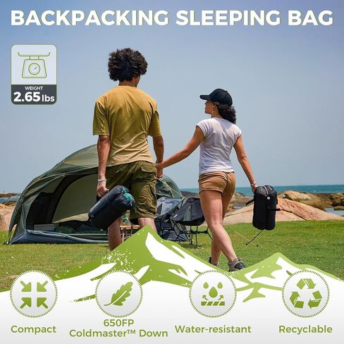 ATEPA Down Sleeping Bags for Adults 650/700 FP, Ultralight Sleeping Bag for Backpacking, 0℉/30℉ Sleeping Bag for 1/2 Persons, Compact Sleeping Bag with Compression Sack for Hiking, Camping in Saudi Arabia