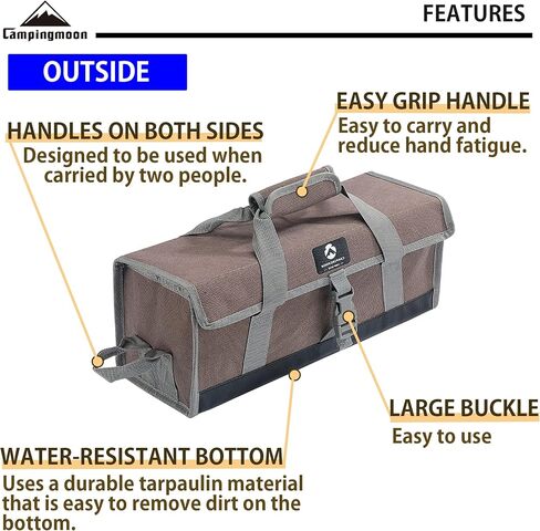 CAMPINGMOON Bottom Waterproof Outdoor Camping Tent Stakes Hammer Multi-Container Storage Box Bag (Canvas, M size(17.7-inch length, B-155C)) in Saudi Arabia
