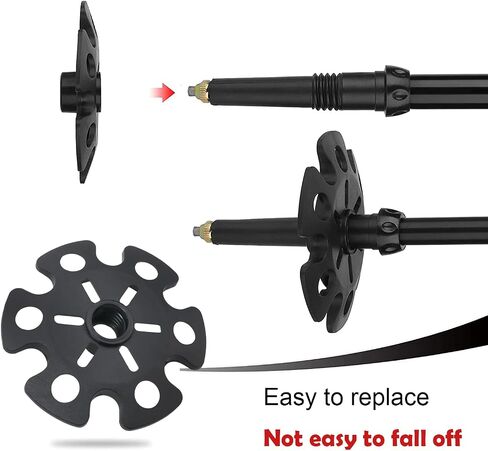 6pcs Rubber Pole Tip Protectors Trekking Pole Mud Snow Baskets, Replacement Accessory for Ski Pole, Black in Saudi Arabia