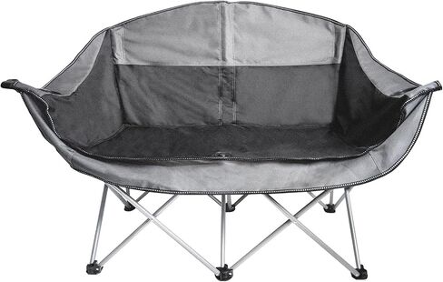 WILDROOTS Outdoor Folding Double Camping Chair Adults 2 Person,Heavy Duty 600 LBS Loveseat with 2 Cup Holder,Portable Carry Bag Included for Camping,Lawn,Backyard,Movie in Saudi Arabia