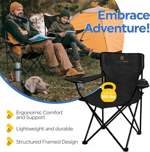 YASA Sky Compact & Portable Camping Chair, Ultra-Lightweight - Enjoy Optimal Comfort & Support for All Your Outdoor Adventures with This Carbon Steel Tube Camping Furniture! (Black) in Saudi Arabia