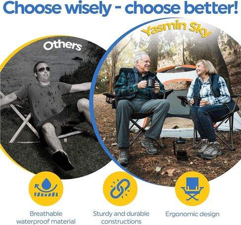 YASA Sky Compact & Portable Camping Chair, Ultra-Lightweight - Enjoy Optimal Comfort & Support for All Your Outdoor Adventures with This Carbon Steel Tube Camping Furniture! (Black) in Saudi Arabia