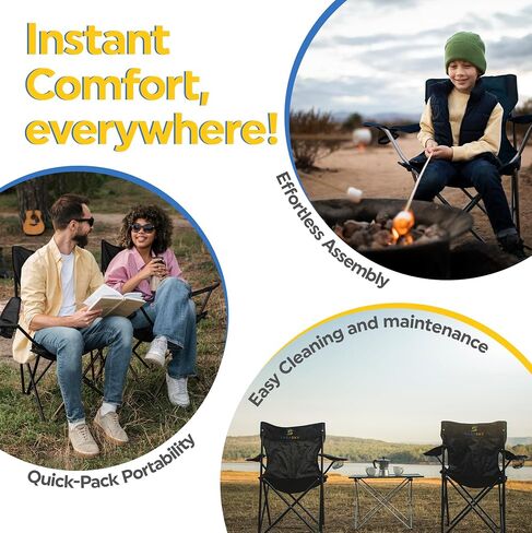 YASA Sky Compact & Portable Camping Chair, Ultra-Lightweight - Enjoy Optimal Comfort & Support for All Your Outdoor Adventures with This Carbon Steel Tube Camping Furniture! (Black) in Saudi Arabia