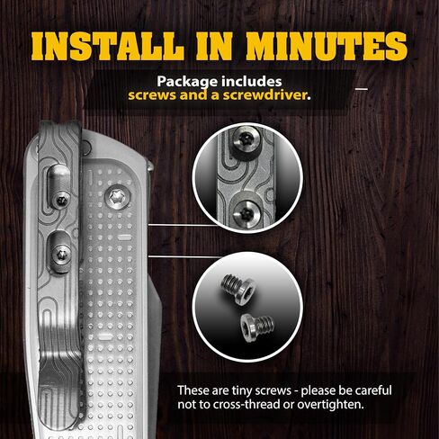 Donk! Titanium Pocket Clip. Made for Leatherman Free (P2, P4, T2 & T4) Curl & Bond. TC4 Titanium. Matte Finish. 2 Screws. 5 Custom Designs. Extra Carry Options - 'Norwegian Wood’ in Saudi Arabia