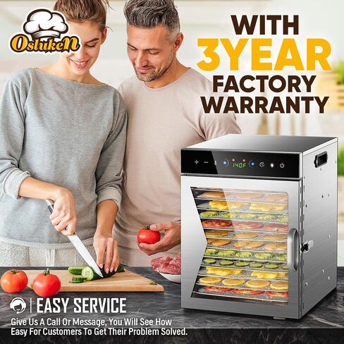 Food Dehydrator Machine 800W, 12 Stainless Steel Trays, LED Display Dehydrated Dryer with 12H Timer & 86°F-194°F Temperature Control for Beef Jerky, Meat, Fruit, Herb, Veggies, Recipe Book in Saudi Arabia