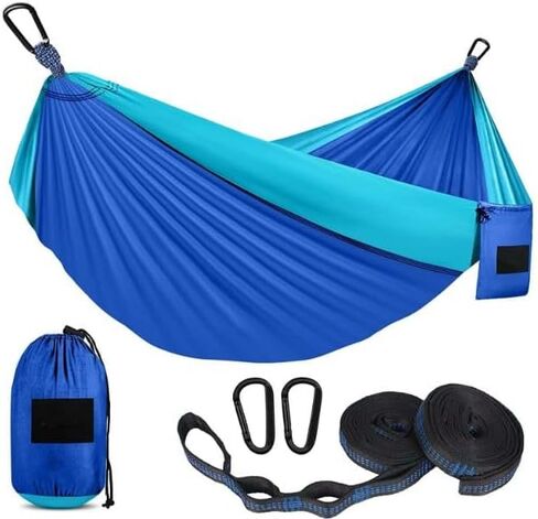 Wilderness Essentials Portable Parachute Hammock, Double or Single,Outdoor Camping Banana Hammock Chair Swing, Hardware Included (Blue) in Saudi Arabia