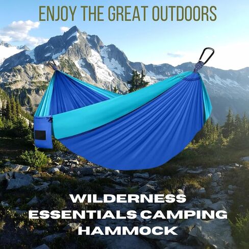 Wilderness Essentials Portable Parachute Hammock, Double or Single,Outdoor Camping Banana Hammock Chair Swing, Hardware Included (Blue) in Saudi Arabia